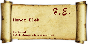 Hencz Elek névjegykártya