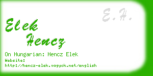 elek hencz business card